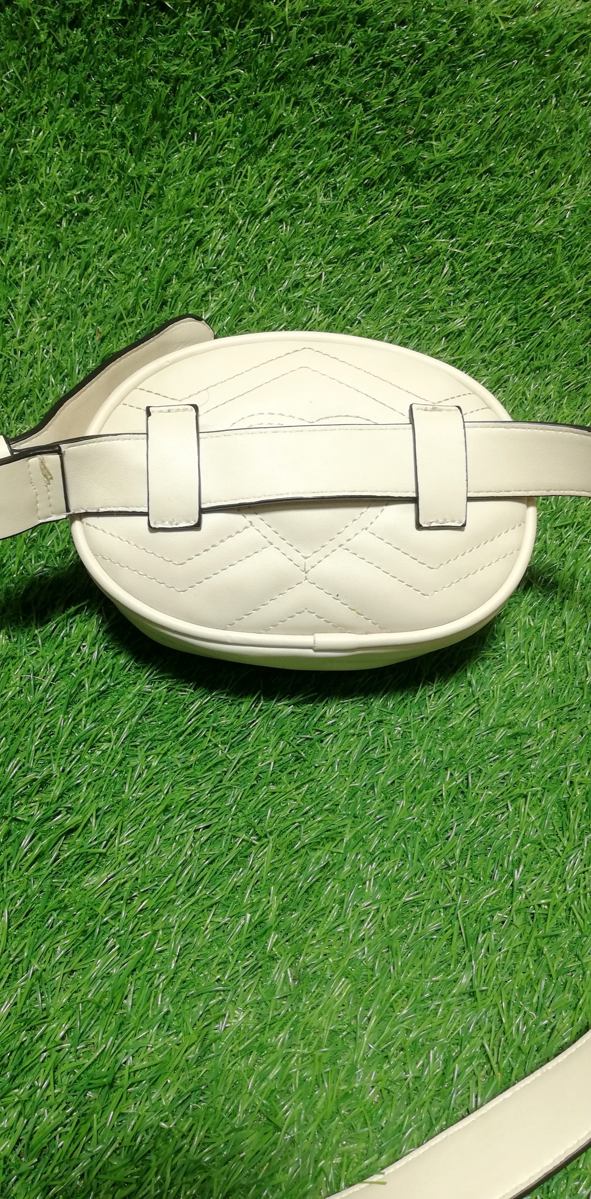 Ivory Quilted Belt Bag